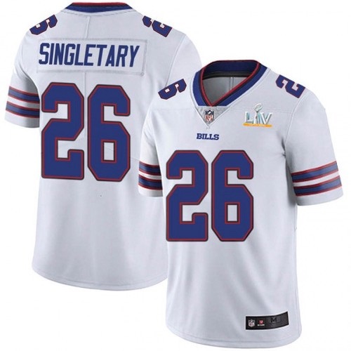 Men's Buffalo Bills #26 Devin Singletary White NFL 2021 Super Bowl LV Stitched Jersey